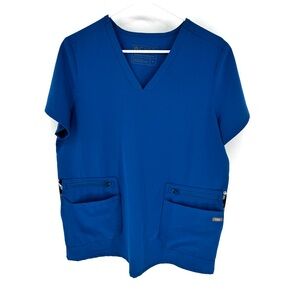 Figs medical, scrubs Short Sleeve V-Neck Top in Caribbean Blue Casma PO#1344